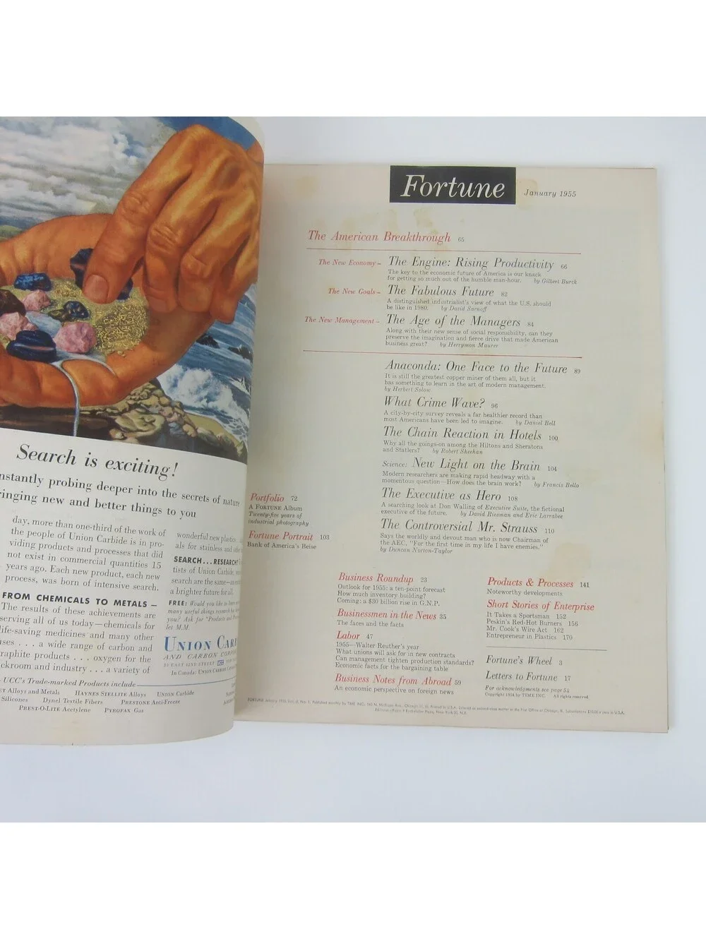 Vintage FORTUNE Magazine January 1955 American Breakthrough, Anaconda Copper